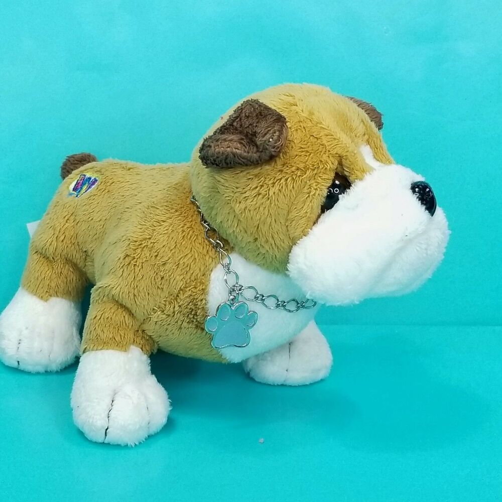 Ganz Webkinz Bulldog Pug Collar Bracelet Stuffed Plush Animal 7" Brown White